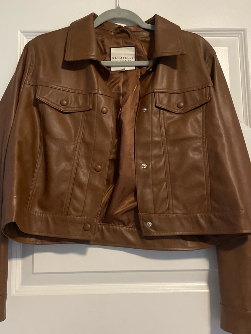 Bloomingdales Bagatelle Women's Brown Faux Leather Jacket